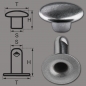 Preview: Doppel-Hohlnieten Ziernieten 2-teilig 11 mm "11/12" aus Eisen (nickelhaltig), Finish: nickel-glänzend
