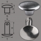 Preview: Doppelkopf-Hohlnieten Ziernieten 2-teilig 7mm "7/8/2" aus Eisen (nickelhaltig), Finisch: nickel-glänzend