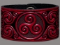 Preview: Leather Bracelet 40mm (1 9/16 inch) Triskel (3) cherry red-antique