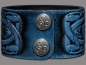 Preview: Lederarmband 40mm Dreifalt (4) blau-antik