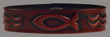 Leather Wristband 20mm 'Fish' mahogany-antique