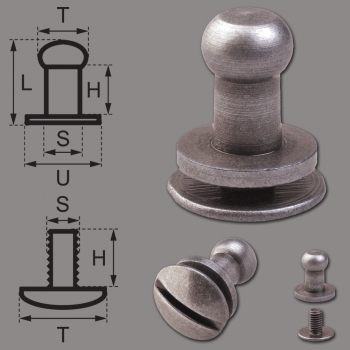 Button Screw Studs 4,5mm nickel-antique
