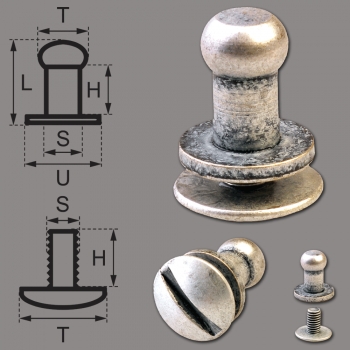 Button Screw Studs 4,5mm silver-antique
