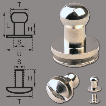 Button Screw Studs 5mm nickel-glossy