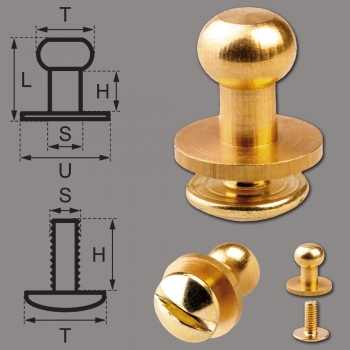 Button Screw Studs 6mm brass-glossy (gold-colored)