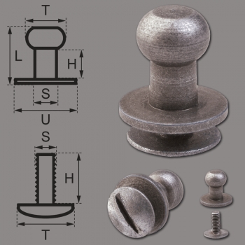 Button Screw Studs 6mm nickel-antique