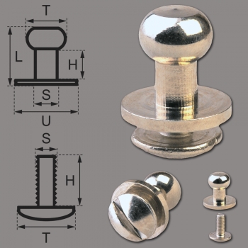 Button Screw Studs 6mm nickel-glossy