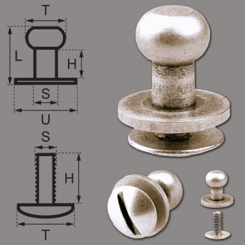 Button Screw Studs 6mm silver-antique
