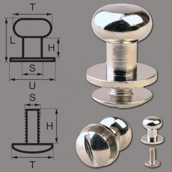 Button Screw Studs 8mm nickel-glossy