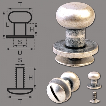 Button Screw Studs 8mm silver-antique