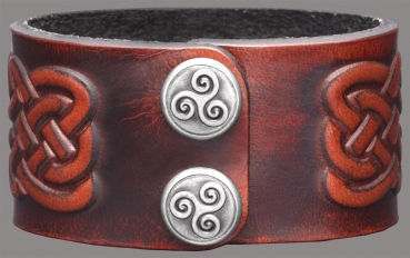 Leather Wristband Claddagh-Knotwork