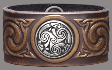 Leather Wristband Celtic Spiral