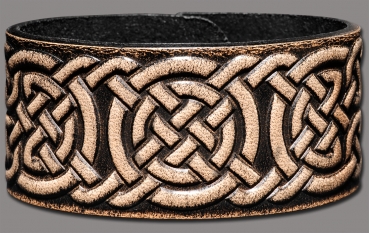Leather Bracelet 32mm (1 1/4 inch) Knotwork (1) black-antique