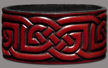 Leather Bracelet 32mm (1 1/4 inch) Knotwork (2) mahogany-antique