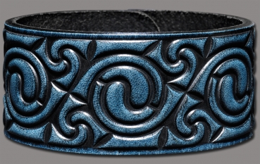 Leather Bracelet 32mm (1 1/4 inch) Spiral (3) blue-antique