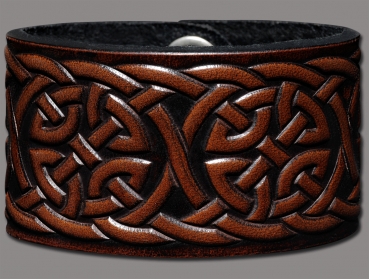 Leather Bracelet 40mm (1 9/16 inch) Knotwork (1) brown-antique