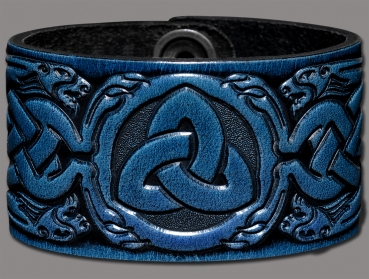Leather Bracelet 40mm (1 9/16 inch) Trinity (4) blue-antique