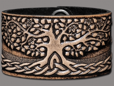 Leather Bracelet 40mm (1 9/16 inch) Tree of Life (6) black-antique