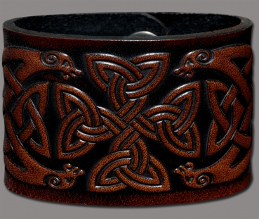 Leather Wristband 48mm (1 7/8 inch) Celtic Cross (6) brown-antique