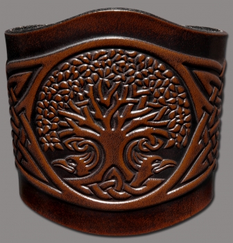 Leather Bracelet 80mm (3 1/8 inch) Tree of Life in Knot (6) brown-antique