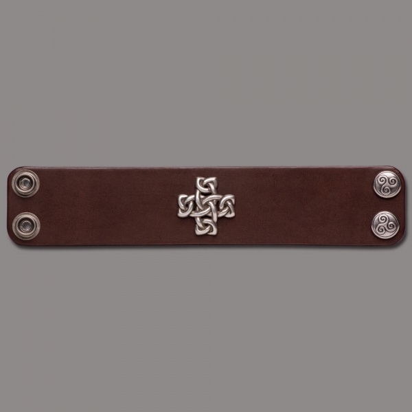 Leather Bracelet Cross Knot brown