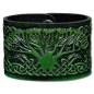 Preview: Leather Wristband 48mm (1 7/8 inch) Celtic Tree of Life (4) green-antique