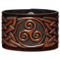 Preview: Leather Wristband 48mm (1 7/8 inch) Triskel Knotwork (7) brown-antique