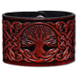 Preview: Leather Wristband 48mm (1 7/8 inch) Tree of Life with Birds (8) mahogany-antique
