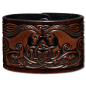 Preview: Leather Wristband 48mm (1 7/8 inch) Celtic Horses (11) brown-antique