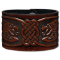 Preview: Leather Wristband 48mm (1 7/8 inch) Dragons-Heads in Knotwork (13) brown-antique
