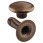 Preview: Doppel-Hohlnieten Ziernieten 2-teilig 9mm "9/10" aus Eisen (nickelfrei), Finish: messing-antik