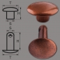 Preview: Double Cap Hollow Rivets 2-parts 9mm "9/10/2" Made of Iron (nickel free), Finish: copper-antique