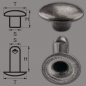 Preview: Doppel-Hohlnieten Ziernieten 2-teilig 7mm "7/8" aus Eisen (nickelfrei), Finish: nickel-antik