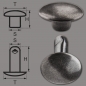 Preview: Double Cap Hollow Rivets 2-parts 9mm "9/10/2" Made of Iron (nickel free), Finish: nickel-antique