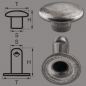 Preview: Doppel-Hohlnieten Ziernieten 2-teilig 11mm "11/12" aus Eisen (nickelfrei), Finish: silber-antik
