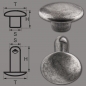 Preview: Double Cap Hollow Rivets 2-parts 9mm "9/10/2" Made of Iron (nickel free), Finish: silver-antique