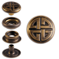 Preview: Ringfeder-Druckknöpfe “F3” 14mm Keltischer Knoten aus Messing (nickel frei), Finish: messing-antik
