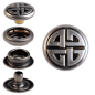 Preview: Ringfeder-Druckknöpfe “F3” 14mm Keltischer Knoten aus Messing (nickel frei), Finish: nickel-antik