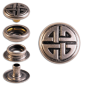 Preview: Ringfeder-Druckknöpfe “F3” 14mm Keltischer Knoten aus Messing (nickel frei), Finish: silber-antik