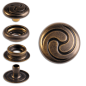 Preview: Ringfeder-Druckknöpfe “F3” 14mm Keltische Spirale aus Messing (nickel frei), Finish: messing-antik