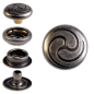 Preview: Ringfeder-Druckknöpfe "F3" 14mm Keltische Spirale aus Messing (nickel frei), Finish: nickel-antik