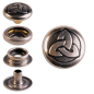 Preview: Ringfeder-Druckknöpfe “F3” 14mm Keltische Trinity aus Messing (nickel frei), Finish: silber-antik