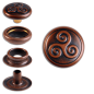 Preview: Ringfeder-Druckknöpfe “F3” 14mm Keltische Triskele aus Messing (nickel frei), Finish: kupfer-antik