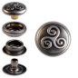 Preview: Ringfeder-Druckknöpfe “F3” 14mm Keltische Triskele aus Messing (nickel frei), Finish: nickel-antik