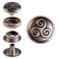 Preview: Ringfeder-Druckknöpfe “F3” 14mm Keltische Triskele aus Messing (nickel frei), Finish: silber-antik