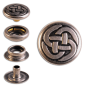 Preview: Ringfeder-Druckknöpfe “F3” 15.2mm Keltischer Knoten 1 aus Messing (nickel frei), Finish: silber-antik