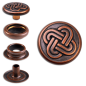 Preview: Brass (nickel free) Ring-Spring Snap Fastener Button ‘F3’ 15.2mm Celtic Knot 2, Rapid Rivet Button, Finish: Copper-Antique