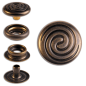 Preview: Ringfeder-Druckknöpfe “F3” 15.2mm Keltische Spirale aus Messing (nickel frei), Finish: messing-antik
