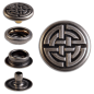 Preview: Ringfeder-Druckknöpfe “F3” 17mm Keltischer Knoten aus Messing (nickel frei), Finish: nickel-antik