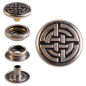 Preview: Ringfeder-Druckknöpfe “F3” 17mm Keltischer Knoten aus Messing (nickel frei), Finish: silber-antik